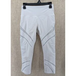 Lululemon White Mesh Panel Leggings Size 8 Wunder Under HR Crop 21"Mesh